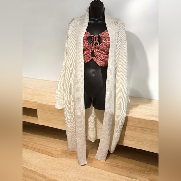 TULAROSA- RIBBED CARDIGAN IN CREAM SOLD OUT! Size Large - Picture 4 of 5